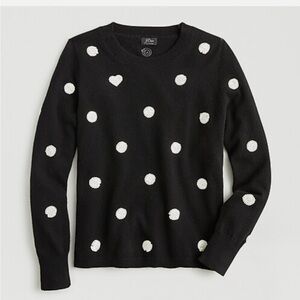 J Crew Everyday Cashmere Crewneck Sequin Polka Dot Sweater